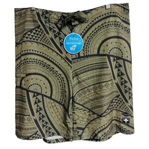 Wailoa Board Shorts Size 40 Tribal Hawaiian Print 4 Way Stretch Surf New